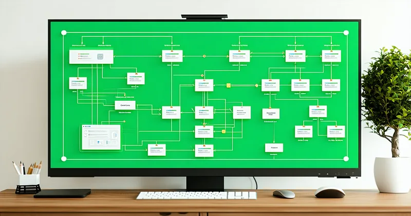 Integration architecture diagram displayed on a monitor showing WMS and WES data flow connections