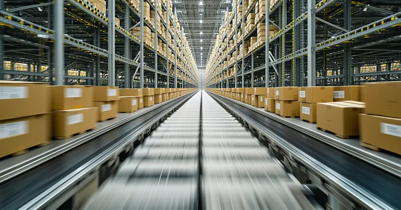 Sortation conveyor system running at high throughput during peak season fulfillment operations